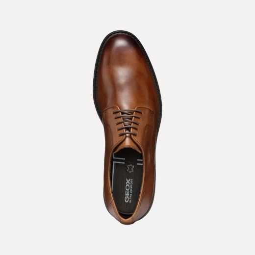 Walk Pleasure Man's Light Brown Leather Formal Shoes Size 42 Lightweight Cushioning Elegant Design Perfect for Business and Special Occasions City Suaveness - Geox - Image 10