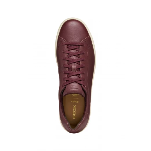 Geox Spherica ECUB-1 Men's Sneakers Wine Red Tumbled Leather 42: Breathable Cushioned Lightweight Urban Shoes for Everyday Comfort - Geox - Image 4