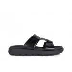 Geox Spherica EC6 Men's Sandal Black Printed Leather Ultra Cushioning for Summer 41 with Metal Detail Breathable Lightweight Stylish Footwear - Geox