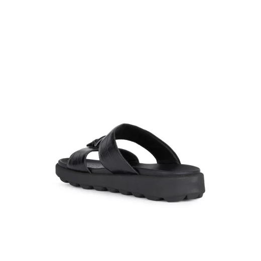 Geox Spherica EC6 Men's Sandal Black Printed Leather Ultra Cushioning for Summer 41 with Metal Detail Breathable Lightweight Stylish Footwear - Geox - Image 5