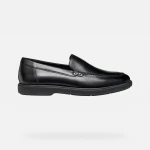 Geox Spherica EC17 Man's Leather Loafer in Black, Size 44, Featuring Ultra Cushioning and Sleek Design for All Day Comfort and Style, Ideal for Urban Exploration
