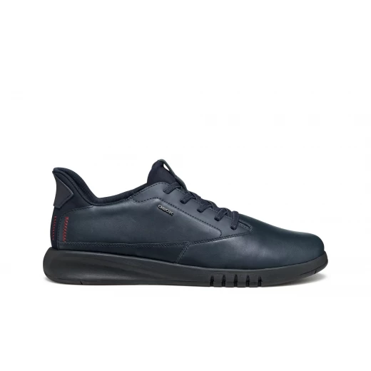 حذاء رياضي رجالي Geox Aerantis Plus مقاس 41 باللون الكحلي يتميز بتصميم فائق التهوية وتقنية الإدخال السريع للدخول السهل وجزء علوي من جلد النابا الناعم للملابس اليومية في المدينة - جيوكس - Image 11