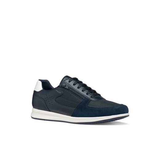 Avery Men's Sneakers Navy Blue Side Zip 44 City Style Sporty Design Tumbled Leather Effect Fabric Modern Dynamic Perfect for Everyday Outfits U65H5A.0BU11.C4002 - Geox - Image 3
