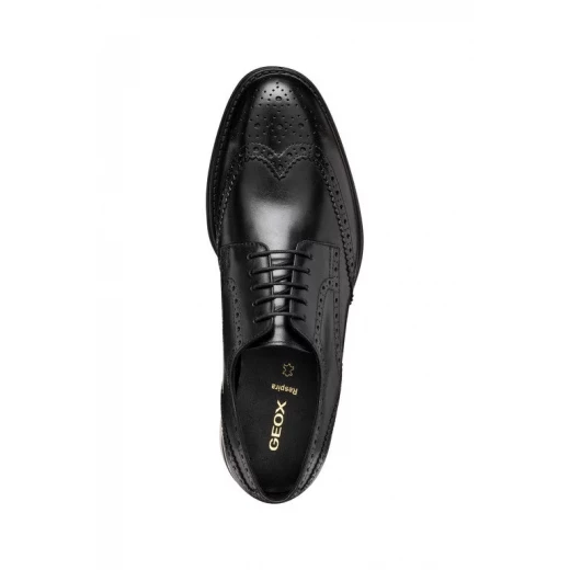 Barberigo Men's Oxford Shoes Black Leather Brogue Detailing Office Appointment Shoe Size 40 Classic Lace Up Style - Geox - Image 6