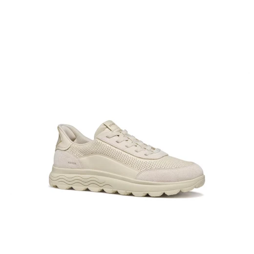 Geox Spherica Plus Man Sneaker Papyrus 45, Breathable Nappa Leather and Suede Casual Shoes with Ultra Cushioned Comfort, Easy Slip On Design, Item Code U65MPC.08522.C1122 - Geox - Image 3