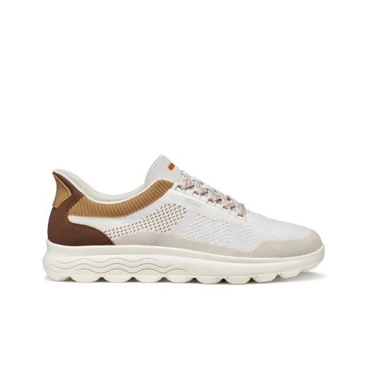 Geox Spherica Plus Men's Sneakers Off White, Easy Hands Free Fit, Breathable Knit Fabric, Ultra Cushioned Comfort, Available in Size 44, Casual Everyday Footwear - Geox - Image 2