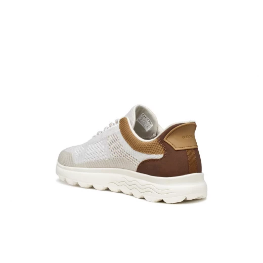 Geox Spherica Plus Men's Sneaker Off White Color Knitted Fabric Nubuck Effect Breathable Cushioned Hands Free Fit Size 40 Casual Shoes Comfort Style U65MPE.06KEK.C1999 - Geox - Image 6