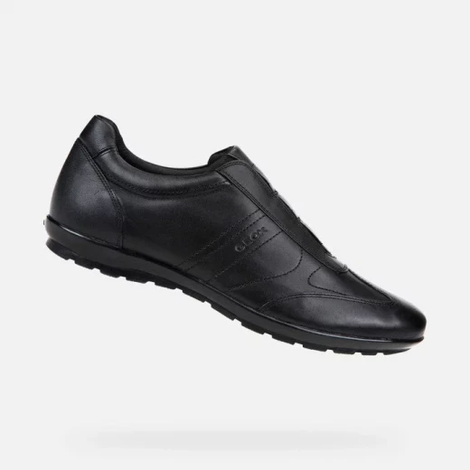 Geox Symbol Man Slip On Leather Shoes Black Size 42 Comfortable Breathable Casual Versatile Design Modern Edge Slip On Style Suitable For Everyday Wear Item Code U74A5C 00043 C9999 - Geox - Image 2