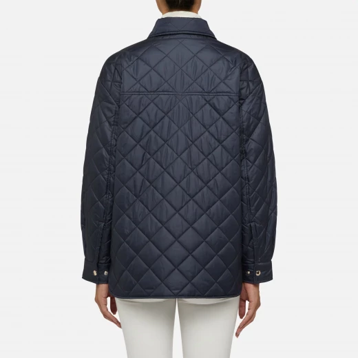 Asheely Woman Mid Length Quilted Jacket Navy Blue 44 Windproof Polyester - Geox - Image 6