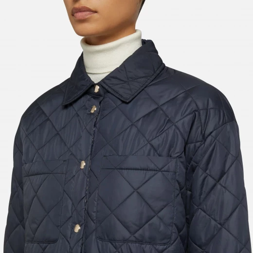 Asheely Woman Mid Length Quilted Jacket Navy Blue 44 Windproof Polyester - Geox - Image 8