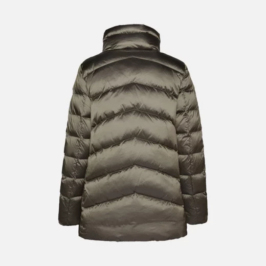 Geox Adrya Woman Puffer Jacket Bright Cement Hi Shine Nylon Winter Coat - Geox - Image 6
