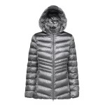 ZOSMA Woman Winter Jacket Silver Size 38 Detachable Hood EcologicWARM Padded Satin Short Coat Feminine Cut Accentuates Waist Ideal for Cold Winter Fast Delivery Easy Exchange - Geox