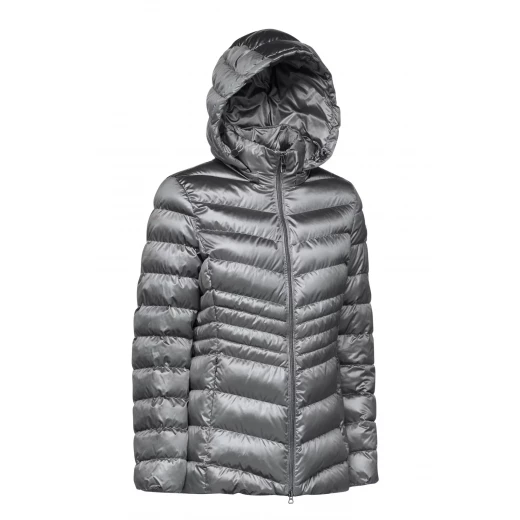 ZOSMA Woman Winter Jacket Silver Size 38 Detachable Hood EcologicWARM Padded Satin Short Coat Feminine Cut Accentuates Waist Ideal for Cold Winter Fast Delivery Easy Exchange - Geox - Image 4