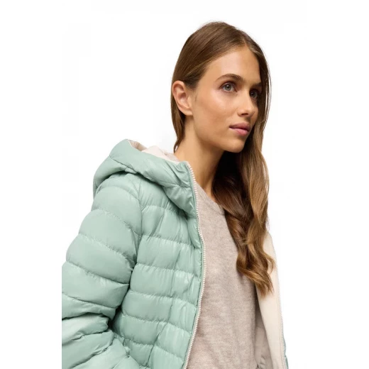 Geox Spherica Women's Reversible Parka Jacket Mid Moonbeam Iceberg Size 42 - Geox - Image 6