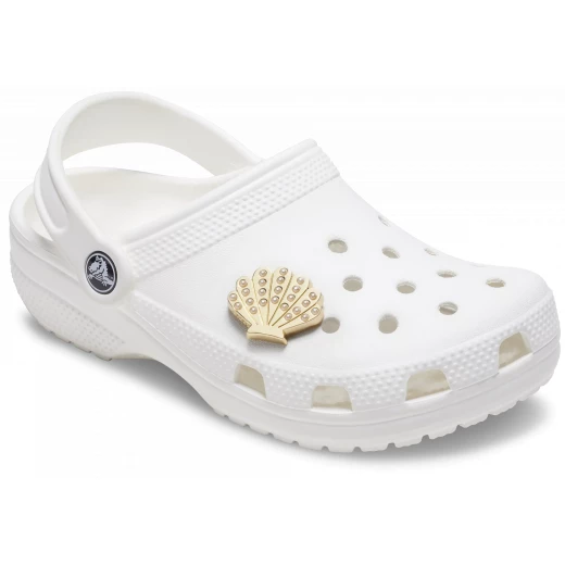زينة حذاء جيبتز ذهبية ولؤلؤية على شكل صدفة: أضف لمسة من الأناقة إلى أحذيتك! قطعة واحدة فريدة من نوعها على شكل صدفة لجميع الأعمار. سهلة التركيب. غير مخصصة للأطفال دون سن 3 سنوات. - كروكس - Image 4