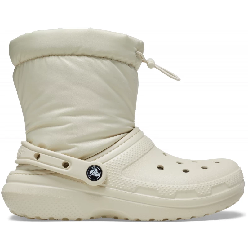Crocs Unisex Classic Lined Neo Puff Boots Beige for Comfort and Warmth, Featuring a Nylon Lined Funnel Neck Design in Sizes 37 38. A Timeless and Cozy Wardrobe Staple for All Ages - Crocs