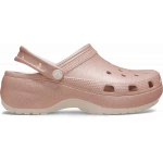 Women's Classic Platform Glitter Clog Shoes in Pink, Sizes 36 37. Stylish and Comfortable with a Glitter Finish. Elevated Contoured Outsole for Added Height and a Sleek Look. - Crocs