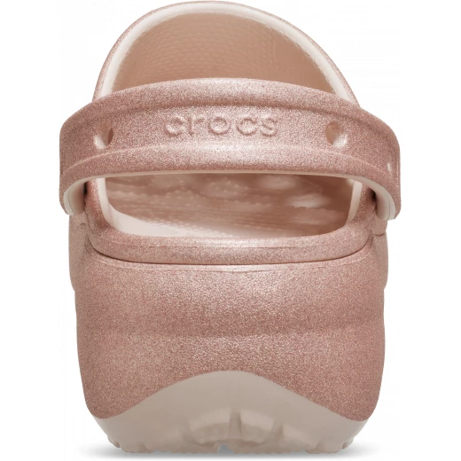 Women's Classic Platform Glitter Clog Shoes in Pink, Sizes 36 37. Stylish and Comfortable with a Glitter Finish. Elevated Contoured Outsole for Added Height and a Sleek Look. - Crocs - Image 4