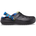 Crocs Kids Classic Lined Spray Dye Clog Black Size 37 38 Comfortable Fuzzy Liner Lightweight Slip On Pivoting Heel Strap Unisex Kids Clogs Perfect For Indoor Outdoor Wear - Crocs