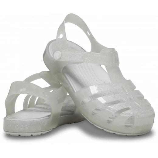Crocs Toddlers Isabella Glitter Fisherman Sandals Grey 23-24 Featuring Soft Gemlite Material Uppers Closed Toe Design Hook-and-Loop Closures for All Day Play and Custom Fit - Crocs - Image 4