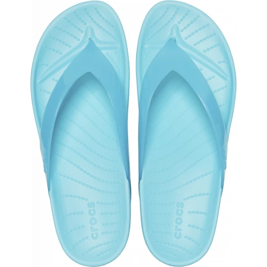 Crocs Women's Splash Glossy Flip Flops Blue with Cupped Croslite Footbeds for Ultimate Comfort 37 38 Perfect for Vacations and Sunny Days Featuring a Shiny Finish - Crocs - Image 3