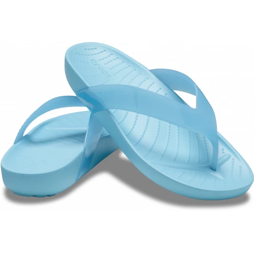 Crocs Women's Splash Glossy Flip Flops Blue Size 34 35 Comfortable Summer Sandals with Cupped Croslite Footbeds Shiny and Relaxing Style for Vacation and Sunny Days - Crocs - Image 4