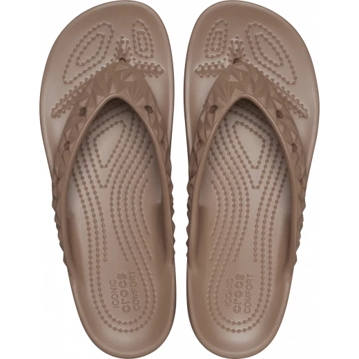 صنادل فليب نسائية كلاسيكية بنعل مرتفع هندسي من كروكس لون بني مقاس 38 39 - كروكس - Image 3