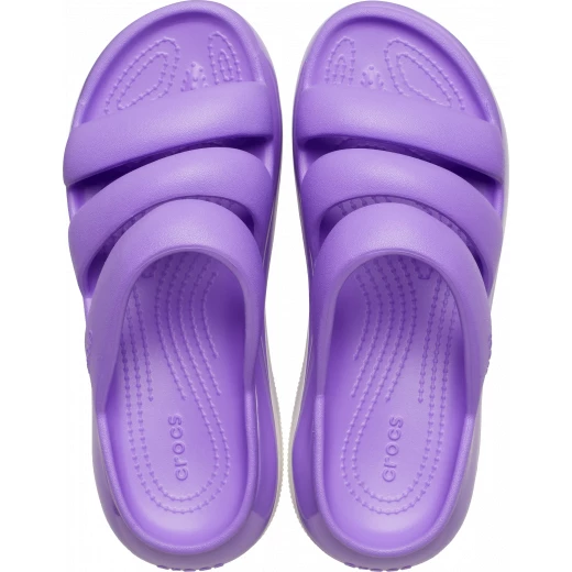 صندل سلايد نسائي ميغا كراش بثلاثة أشرطة من Crocs: بنفسجي، تصميم بمنصة، نعل مطاطي مُحسّن، جزء علوي بـ3 أشرطة، مقاس 41-42، أنيق ومريح، ارفعي مستوى إطلالتك. - كروكس - Image 19
