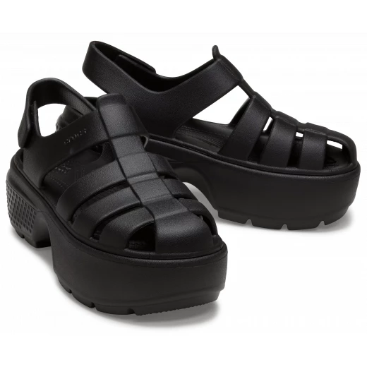 صندل ستومب فيشرمان للنساء تصميم مقدمة مغلقة باللون الأسود مع حزام خلفي قابل للتعديل لمقاس ملائم متوفر بمقاسات 39 40 نعل سميك عريض للأناقة والجر - كروكس - Image 24