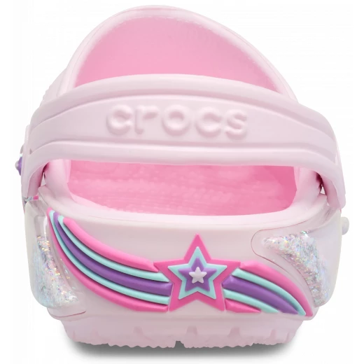 Crocs Kids Classic Star Sparkle Clog Pink Featuring Whimsical Star Sparkle Treatment Lightweight Croslite Foam Comfortable Clogs Sizes 32 33 Fun Design For Little Ones - Crocs - Image 4