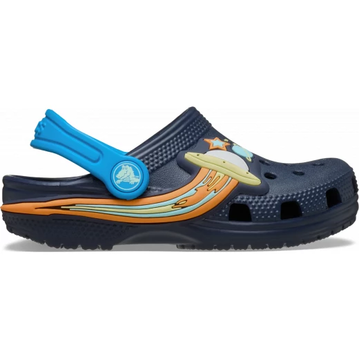 Crocs Toddlers Classic UFO Lights Clog Navy Blue Fun Extraterrestrial Graphics Light Up Footwear Slip On Design Lightweight Croslite Foam Sizes 25-26 - Crocs - Image 2