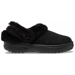 Women's Classic Unforgettable Suede Clog Black with Faux Fur Lining and Backstrap Size 36 37 for Ultimate Cozy Comfort and Style Clogs - Crocs