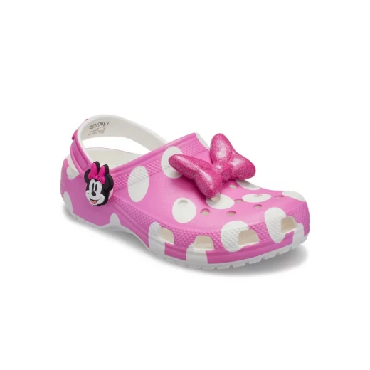 Crocs Kids Minnie Mouse Classic Clog Shoes Pink Polka Dot Design Featuring Glitter Bows and Minnie Mouse Face Rivets Sizes 36 37 Disney Mickey Friends Collection - Crocs - Image 3