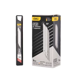 Deli EDL DP093A 9mm Segmented Utility Knife Blades 10 Pack Heavy Duty Precision Cutting Replacement Blades for General Purpose DIY Projects and Crafting with Smooth Cuts