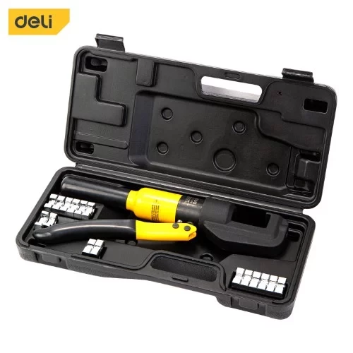 DELI EDL YQ70 Hydraulic Crimping Tool Kit for 6mm to 70mm² Cables with 11 Dies and Heavy Duty Storage Case, Professional Grade Crimper DELI EDL YQ70 Hydraulic Crimping Tool Kit for 6mm to 70mm² Cables with 11 Dies and Heavy Duty Storage Case, Professional Grade Crimper