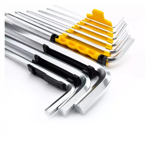 Deli 9 Piece Ball Point Hex Key Set Cr V Steel Extra Long Arm - Deli - Image 2