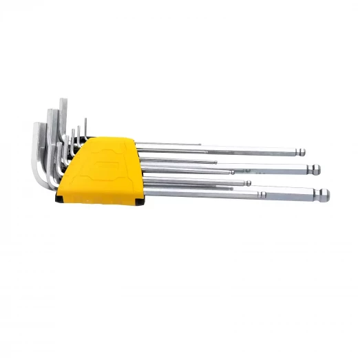 Deli 9 Piece Ball Point Hex Key Set Cr V Steel Extra Long Arm - Deli - Image 3