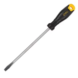 Deli Tools Slotted Screwdriver 8x200mm Black CR-V Steel Handle for DIY and Professional Use
