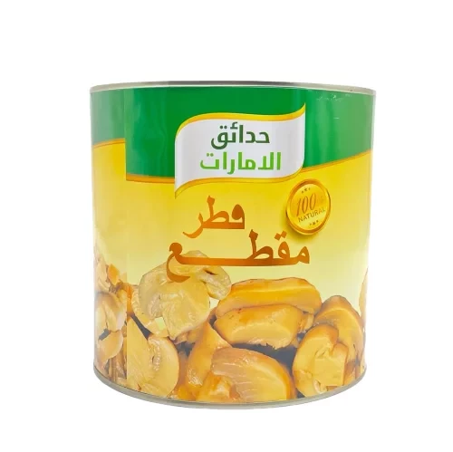 معلبات حدائق الامارات فطر مقطع 400غم جودة ممتازة من الفطر المحفوظ في محلول ملحي للسلطات الحساء والطبخ مكون متعدد الاستخدامات لتموين مطبخك مكون أساسي - حدائق الامارات