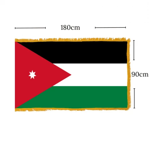 Jordan Flag Fringed Premium Quality 90cm by 180cm for National Celebrations and Events Jordan Flag Fringed Premium Quality 90cm by 180cm for National Celebrations and Events
