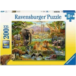 Savannah Animals Jigsaw Puzzle 200 Piece for Adults and Kids Featuring Lions, Elephants, and Giraffes Perfect for Family Fun and Education