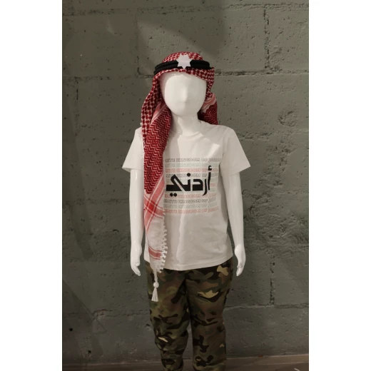شماغ أطفال أردني تقليدي خفيف الوزن أحمر وأبيض قطعة واحدة - جوردان - Image 3