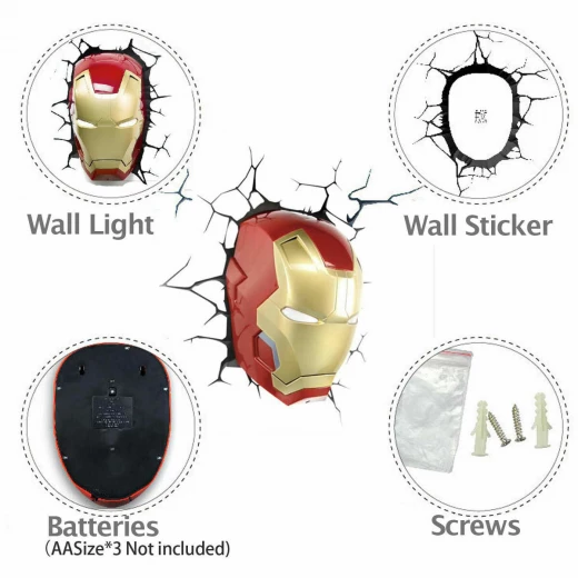 The Source Iron Man 3D Wall Light Marvel Night Light for Kids Room - The Source - Image 15