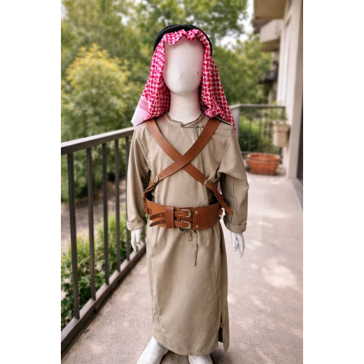 زي بدوي أردني أصيل للأولاد، طقم كامل لعمر 6 سنوات: دشداشة، شماغ، وعقال متضمن. مثالي للمهرجانات والتنكر. - Image 3