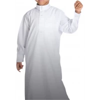 دشداشة بيضاء كلاسيكية للأولاد بعمر سنتين، تصميم ثوب تقليدي، نسيج قطني مريح، مقاس مثالي للأطفال الصغار