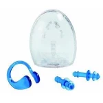 Swimming Ear Plugs and Nose Clip Combo Set for Adults and Children Comfortable PVC and Thermoplastic Rubber with Carrying Case
