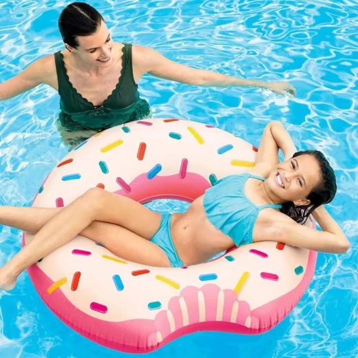 Rainbow Donut Pool Float Inflatable Ring 94cm x 23cm for Adults and Teens Ages 14+ - Image 3