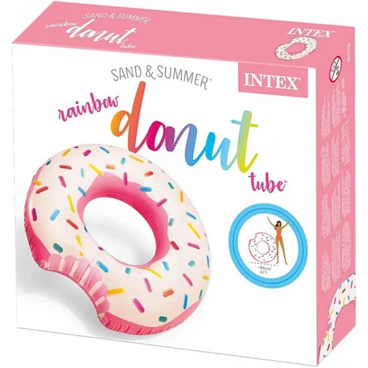 Rainbow Donut Pool Float Inflatable Ring 94cm x 23cm for Adults and Teens Ages 14+ - Image 4