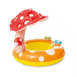 Mushroom Kiddie Pool Float with Squeakers for Toddlers Ages 1-2 Years Maximum 33 lb Capacity