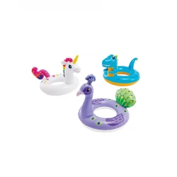 Big Animal Ring Float for Kids Ages 3-6 Years, Inflatable Pool Toy with Cute Llama, Dinosaur, and Unicorn Designs, 107cm x 58cm